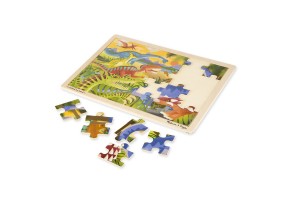 Дървен пъзел Динозаври в рамка Melissa and Doug - 3