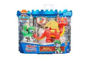 Игрален комплект Spin Master Paw Patrol Rescue Knights, кученце с дракон - Rocky И Драконът Flame