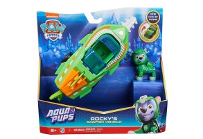 Игрален комплект Paw Patrol Aqua Pups, фигура и превозно средство - Rocky с подводница - 7