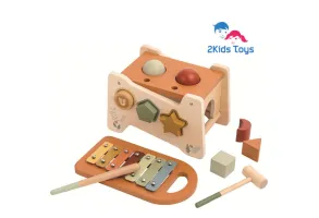 Дървена играчка с ксилофон 2в1