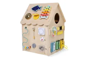 Дървена занимателна дъска/ бизи борд  Монтесори House, натурален