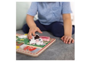 Дървен пъзел Melissa&Doug Селскостопански животни, 8 части - 4