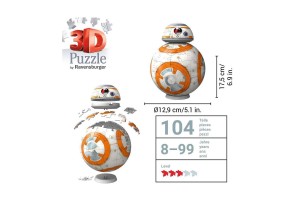 3D Пъзел Ravensburger 99 ел. - Star Wars BB-8 - 2