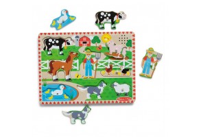 Дървен пъзел Melissa & Doug Фермата на Макдоналд, с песничка - 3