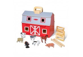 Игрален комплект Melissa and Doug Fold & Go Дървена плевня с животни