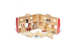 Игрален комплект Melissa and Doug Fold & Go Дървена плевня с животни - 6
