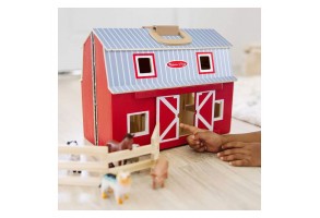 Игрален комплект Melissa and Doug Fold & Go Дървена плевня с животни - 7