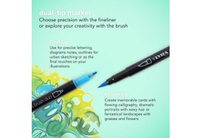 Акварелни двувърхи маркери LYRA Aqua Brush Duo - объл връх и четка, 24 цвята - 3