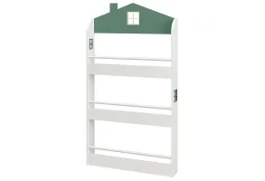 Детска етажерка за книги и играчки - къщичка, 3 рафта, 60x12x106 см - 2