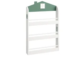 Детска етажерка за книги и играчки - къщичка, 3 рафта, 60x12x106 см - 4