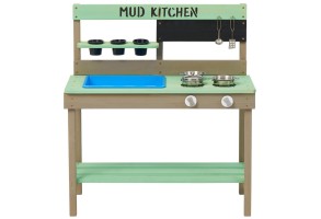 Детска Градинска Кухня GINGER HOME, Дървена, Игра на Открито, Подарък за Деца от 3 до 8 години, 80х37х88 см.