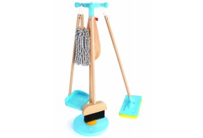 Детска играчка, Hape, Комплект метла и стойка за почистване, 6 части