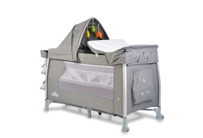 Детска кошара за спане и игра Cangaroo, ISleep, сив, 0+ - 2