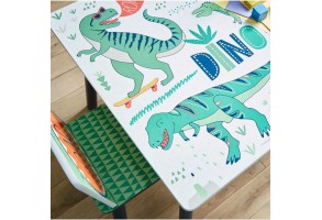 Детска Маса със Столчета GINGER HOME за Рисуване, Игра, Хранене, Дървена, DINOSAUR - 2