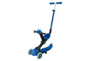 Детска сгъваема тротинетка с родителски контрол Globber Go Up Deluxe Flash Lights, тъмно синя