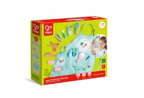 Детски дървен комплект, Hape, Малки фризьори, 15 части