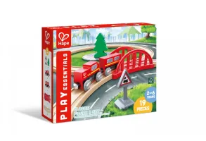Детски игрален комплект, Hape, Класическа железопътна осмица, 19 части