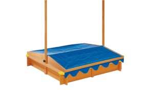 Детски пясъчник GINGER HOME, с регулируемeм, водоустойчив сенник-покривало anti-UV 30, дървен, 117х117 см - 2