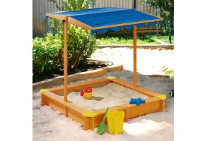 Детски пясъчник GINGER HOME, с регулируемeм, водоустойчив сенник-покривало anti-UV 30, дървен, 117х117 см - 6
