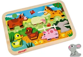 Детски пъзел с 3D части Janod - Ферма - 3