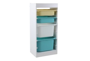 Детски Шкаф GINGER HOME, Етажерка за Играчки с 4 Кутии за Съхранение, Бял - 2