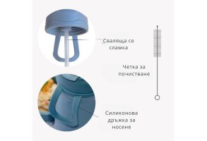 Детски термос със сламка 500 мл, Powder Blue - 6