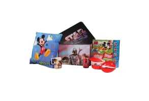 Disney Комплект The Mandalorian, кутия за съхранение 20 L, възглавница Mickey, кутия за храна Mickey, настолна игра, стъклена и порцеланова чаша