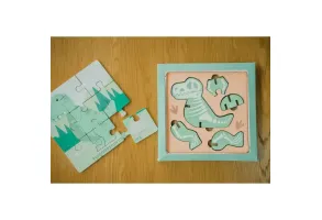 Дървен 3D пъзел, динозавър, 2в1 - 7