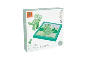 Дървен 3D пъзел, динозавър, 2в1 - 11