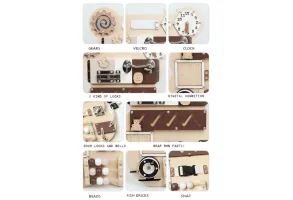 Дървен Бизи Борд Мече GINGER HOME, Монтесори Дъска за Фина Моторика, 30x39 см - 7