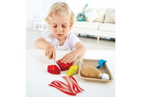 Дървен комплект, Hape, Риба и месо, 9 части - 2