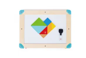 Дървен комплект за игра 2 в 1, Hape, Космически лабиринт и дъска танграм, 15 части - 3