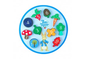 Дървен Пъзел Часовник Peter Rabbit, числа и броене
