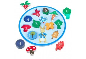Дървен Пъзел Часовник Peter Rabbit, числа и броене - 2