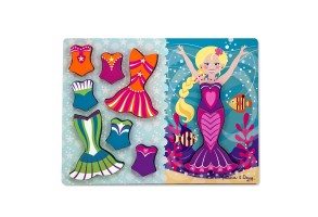Дървен пъзел Дрехи за русалка Melissa and Doug - 2