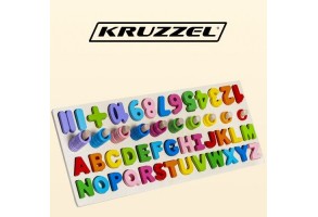 Дървен пъзел с цифри и азбука на английски език - 20 части - Kruzzel - 5
