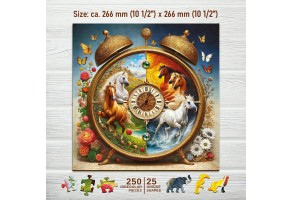 Дървен пъзел Wooden City, 250 части - Коне - 4