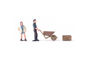 Дървена ферма за игра, с фигури на животни и хора - 4
