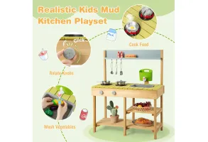 Дървена Градинска Кухня за игра, Costway - 4