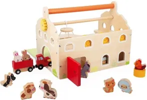 Дървена играчка Janod - Ферма с животни и аксесоари - 3