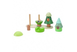 Дървена играчка - кубчета за нанизване Гора