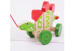 Дървена играчка за дърпане - Динозавър - 3