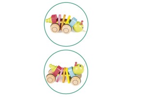 Дървена играчка за дърпане. Гъсеница - 4