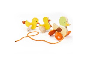 Дървена играчка за дърпане за деца - Патенца - 3
