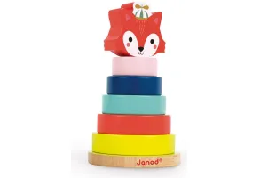 Дървена играчка за нанизване Janod - Пирамида лисиче - 2