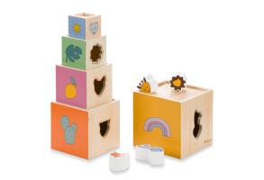 Дървени кубчета Hauck, Stack N Raise, Кула, 813038