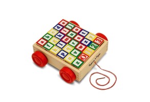 Дървено ремарке с кубчета ABC Melissa and Doug - 3