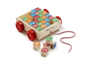 Дървено ремарке с кубчета ABC Melissa and Doug - 4