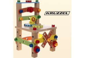 Дървено столче за деца за самостоятелно сглобяване - Kruzzel - 10