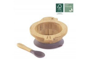 Eco Friendly Дървена купичка с вакуум +лъжичка - 5